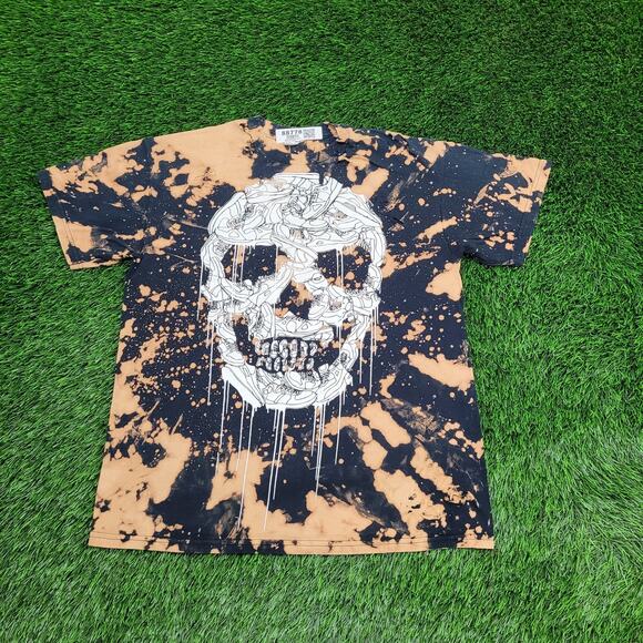 Distressed Skull Shirt Medium 20x24 Bleached Edgy Grunge - Picture 1 of 15